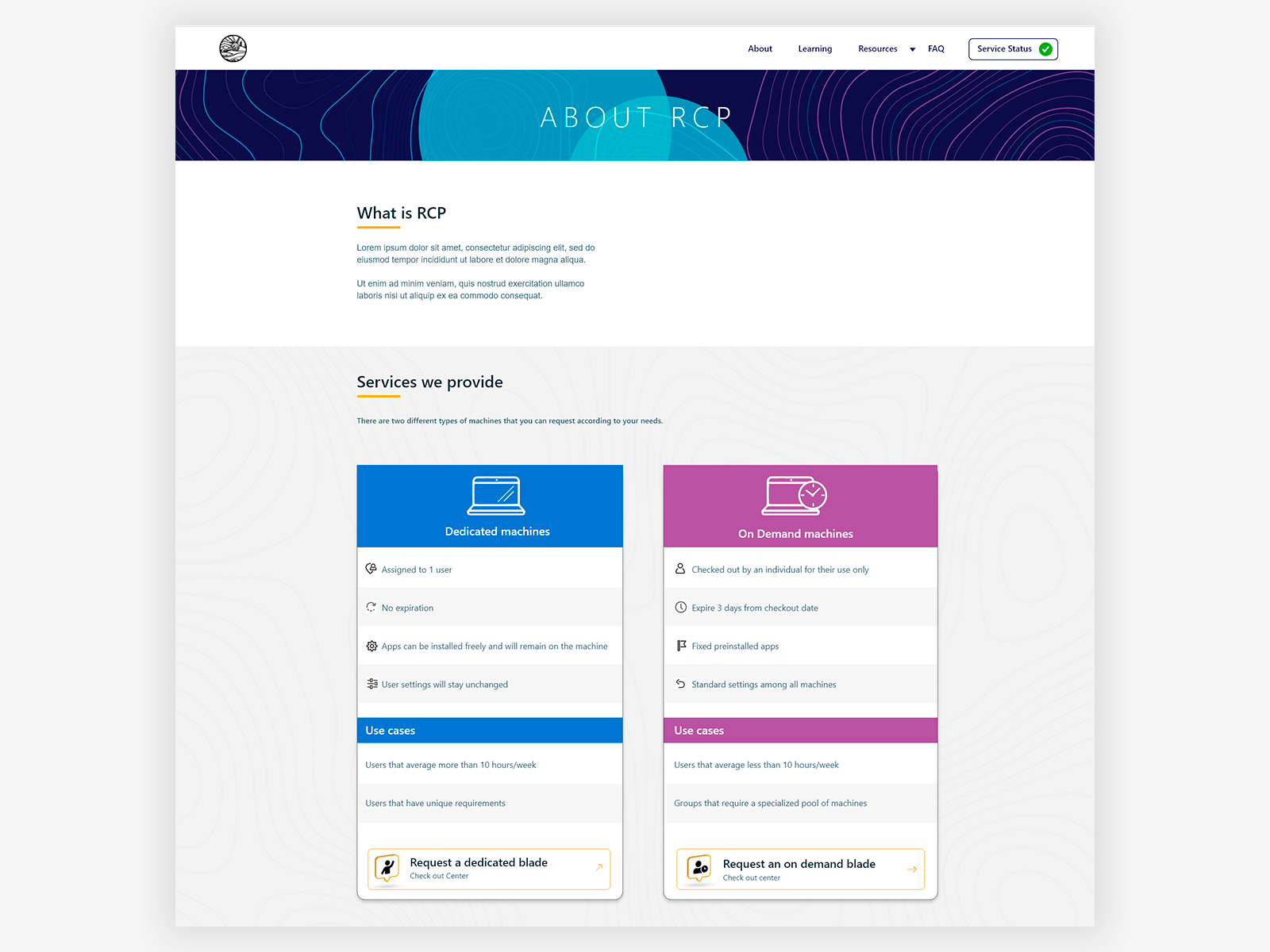 Remote Computing Portal, dedicated vs on-demand machine comparison with use cases and request actions