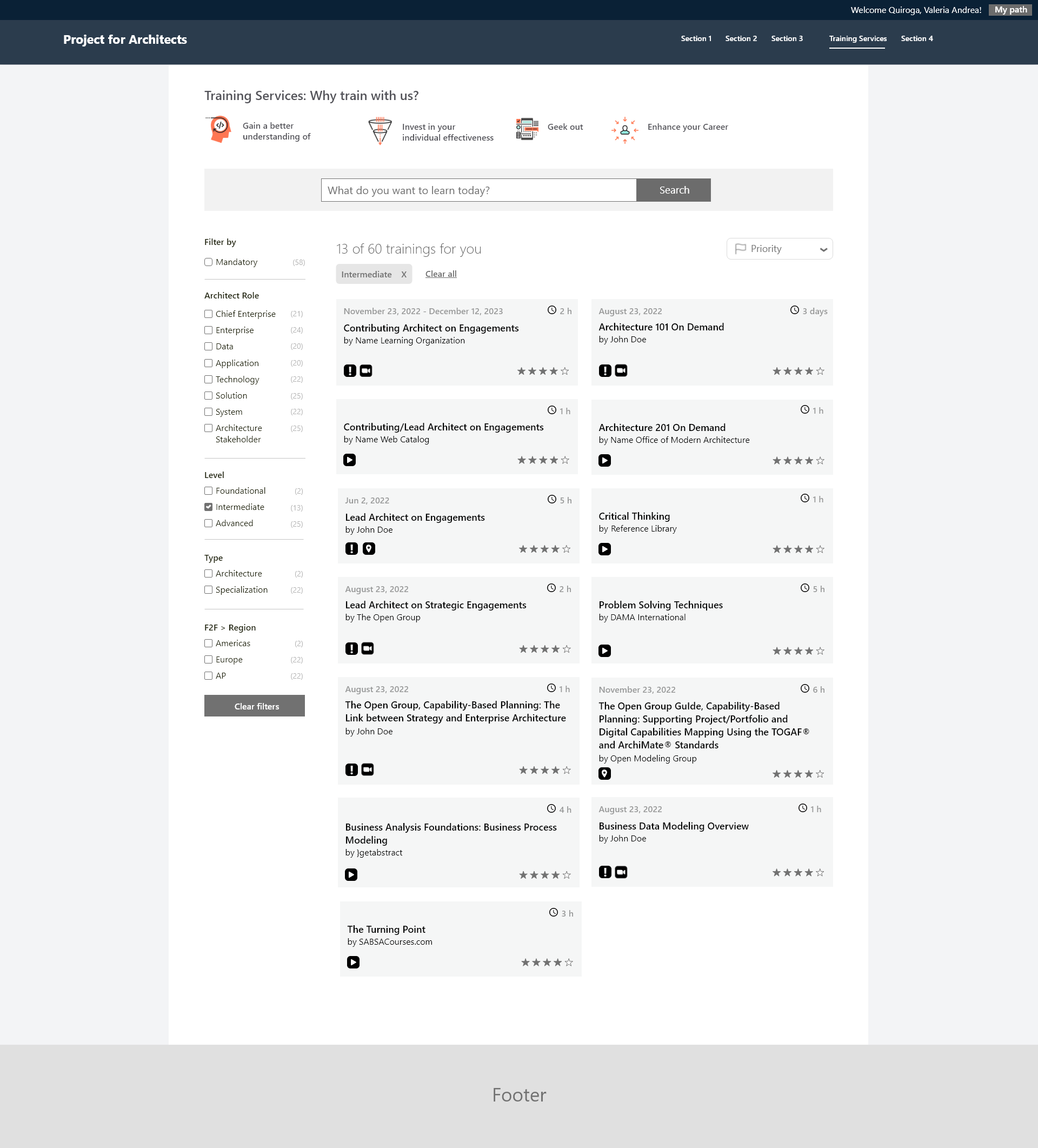 My Path — personalized learning path with course completion tracking