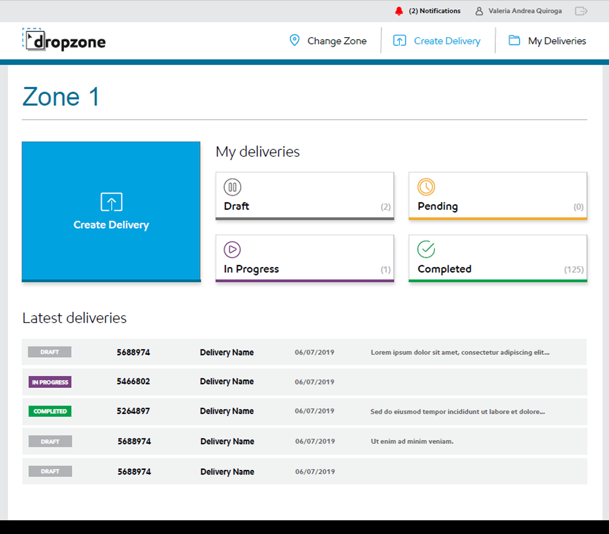DropZone — metadata table with inline editing