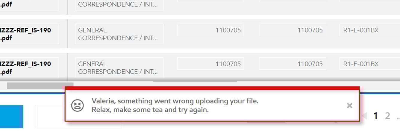 DropZone — error handling with humanized message