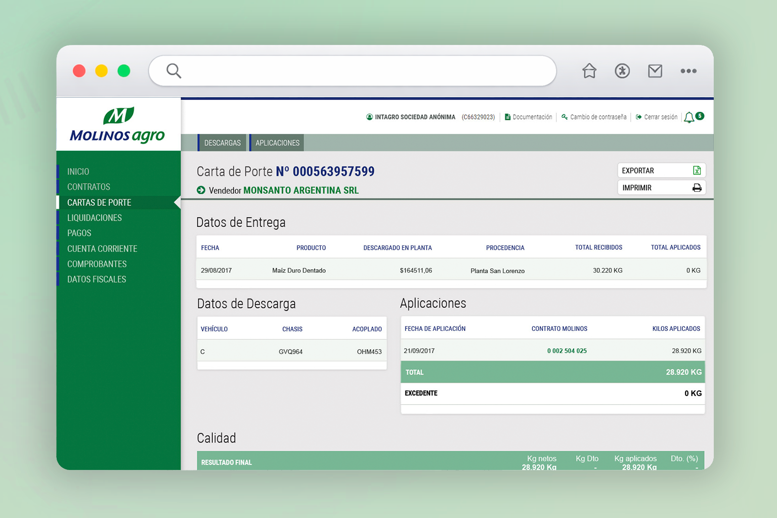 Molinos Agro — redesigned supplier portal homepage