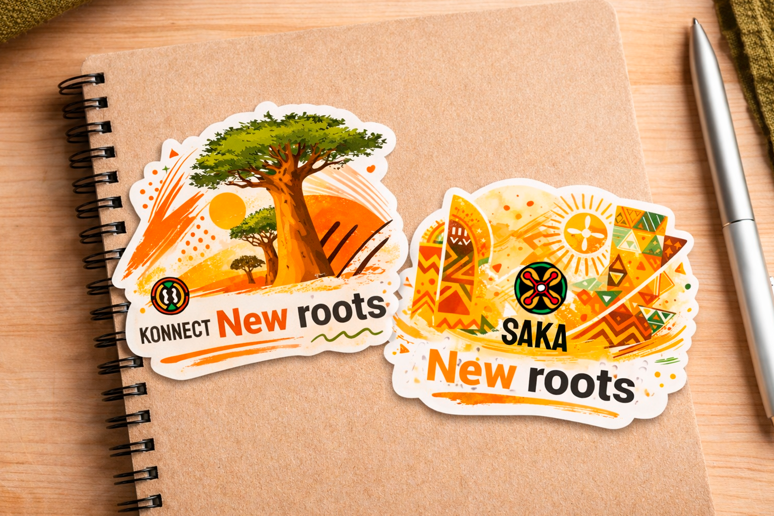 Konnect and Saka — brand identity system rooted in Adinkra symbolism