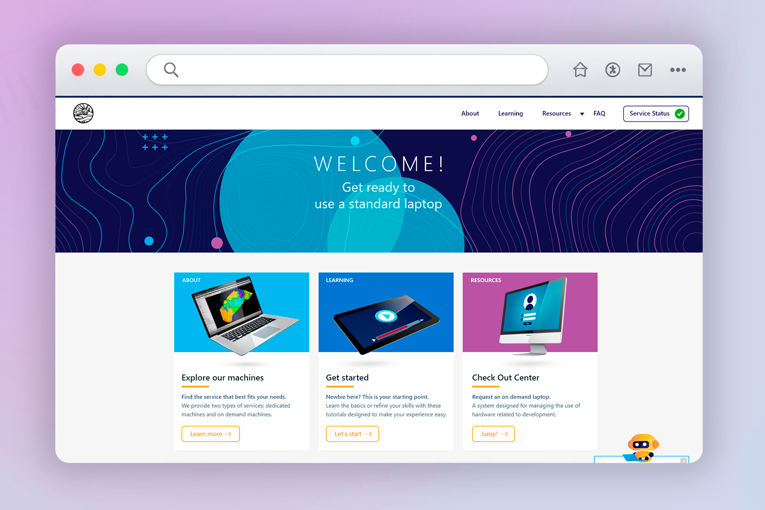 Remote Computing Portal — homepage with navigation and machine request flow
